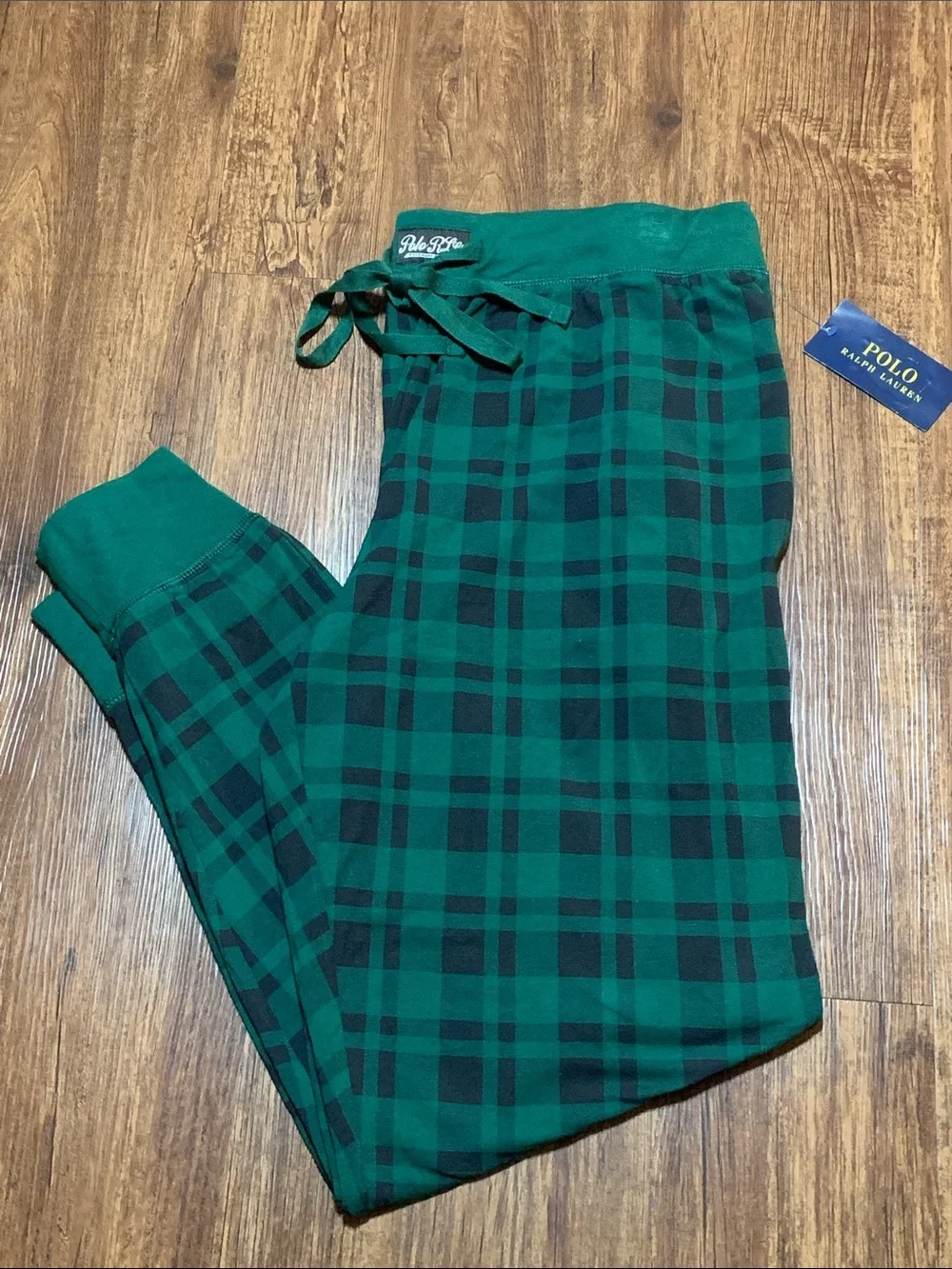 Polo Ralph Lauren Green Tartan Plaid Joggers Modal Lounge Pants Men’s Sz L NWT